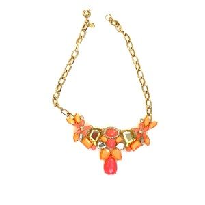 J. Crew statement necklace gold,neon coral & pink